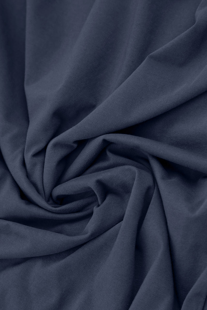 Large Pockets Slate Blue Cotton Dress 5