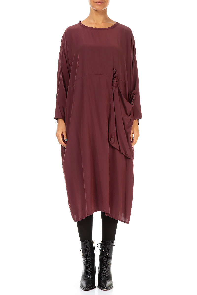 Large Side Pocket Merlot Silk Bamboo Dress 1