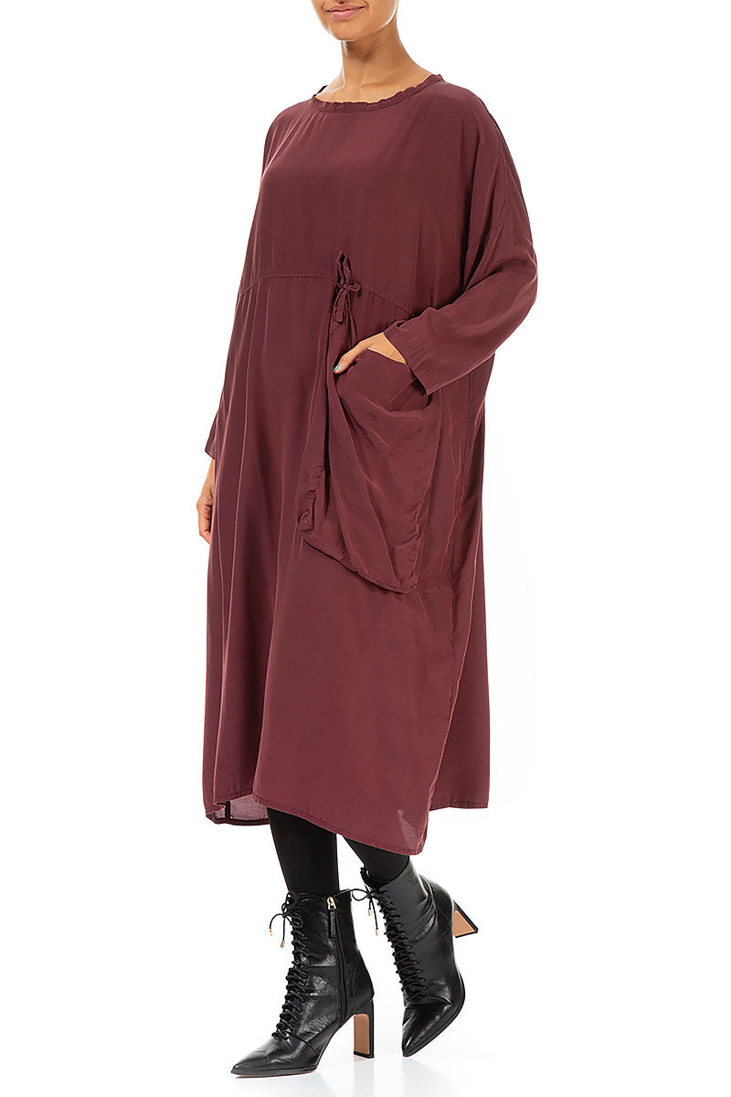 Large Side Pocket Merlot Silk Bamboo Dress 3