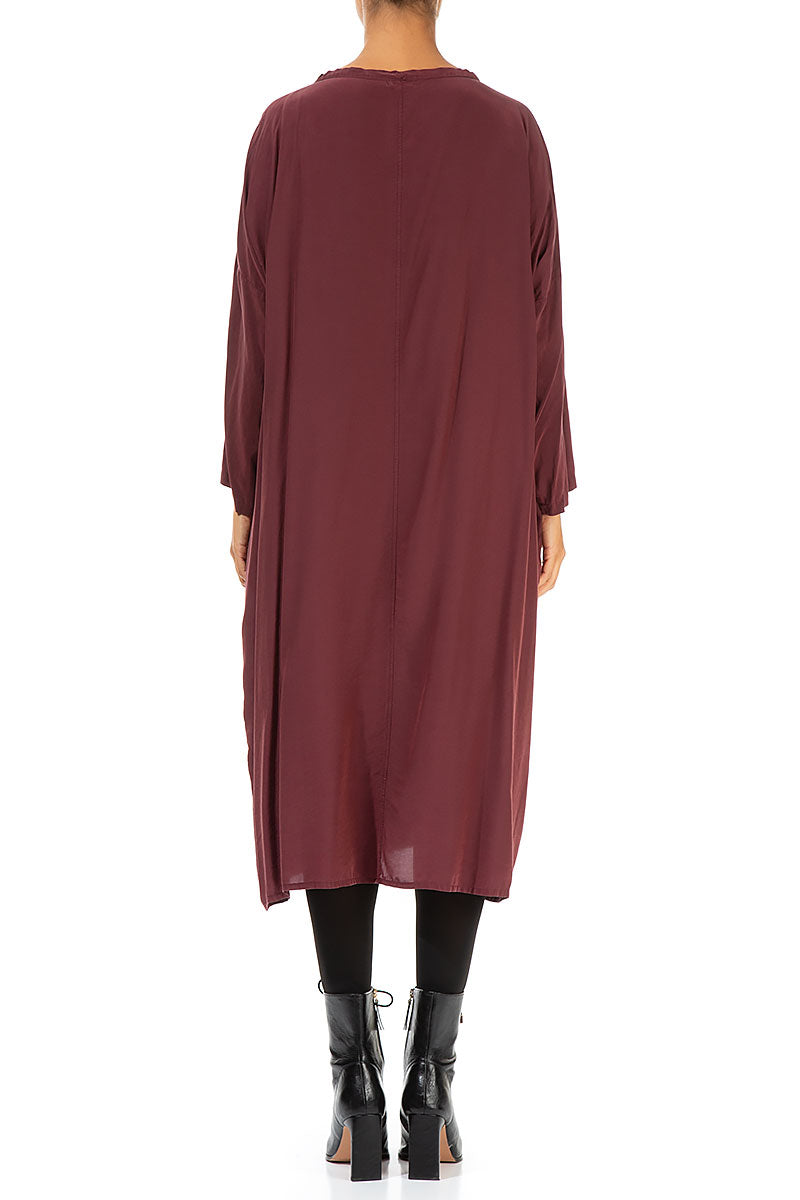 Large Side Pocket Merlot Silk Bamboo Dress 2