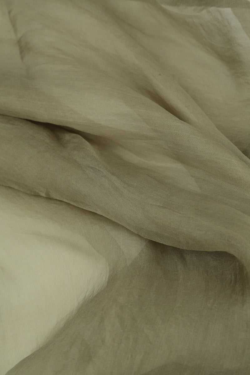 Laurel Green Crumpled Silk Chiffon Dress 5