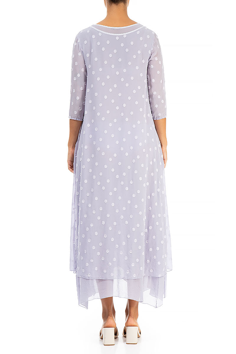 Lavender Dotty Silk Maxi Dress 2