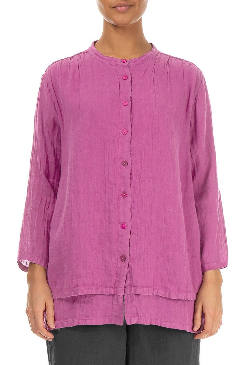 Layered Wild Berry Gauze Linen Shirt