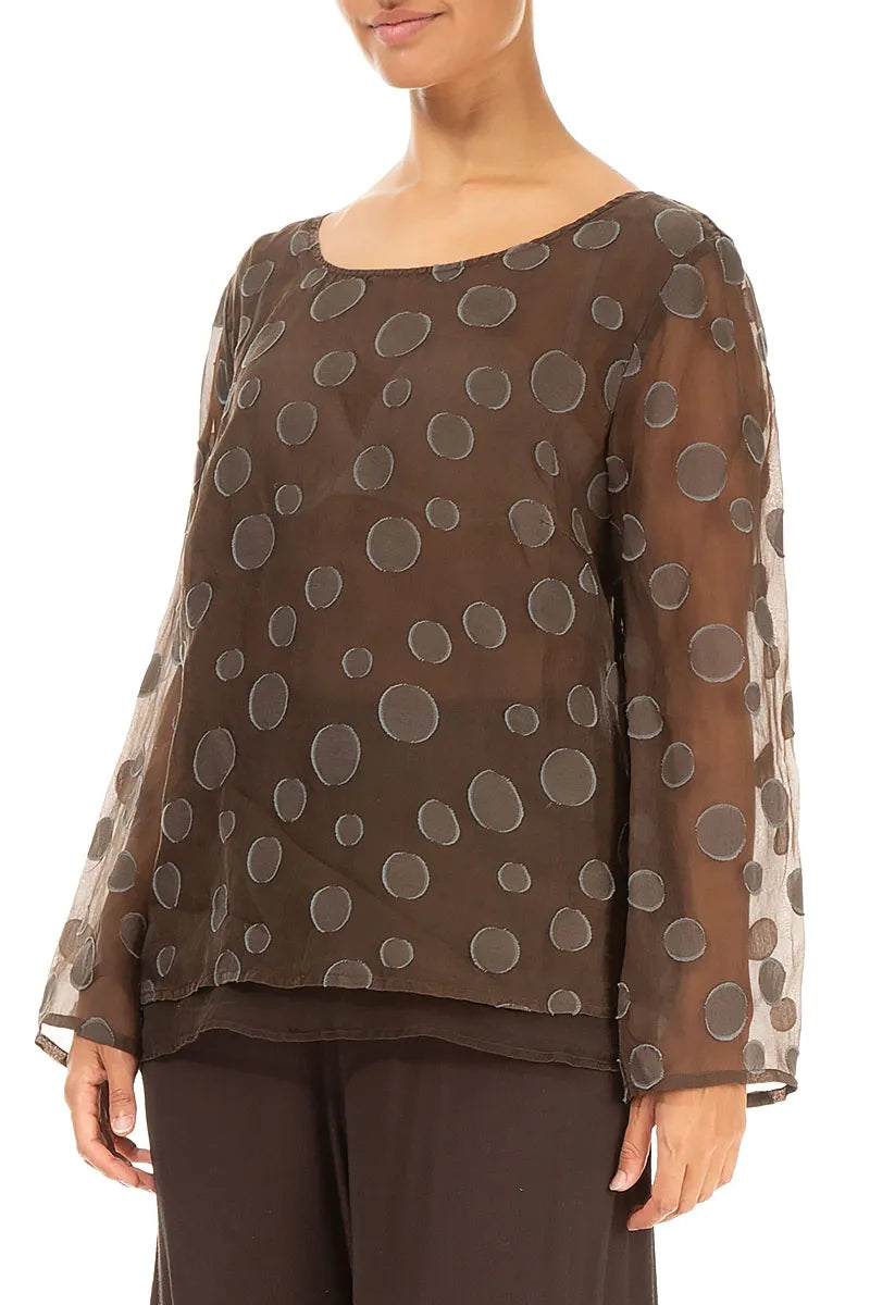 Layered Aged Copper Bubbles Silk Blouse 3