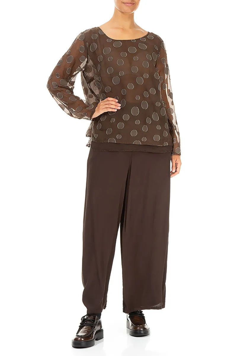 Layered Aged Copper Bubbles Silk Blouse 4