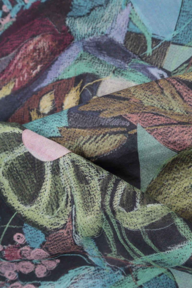 Bluse aus Seidenbaumwolle mit Lagenmuster und Mosaikmuster