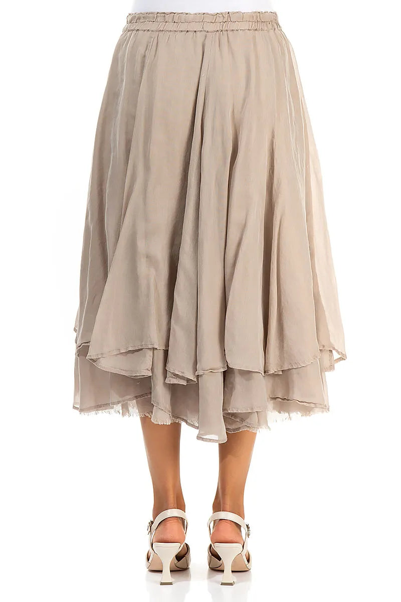 Layered Beige Silk Cotton Skirt 2