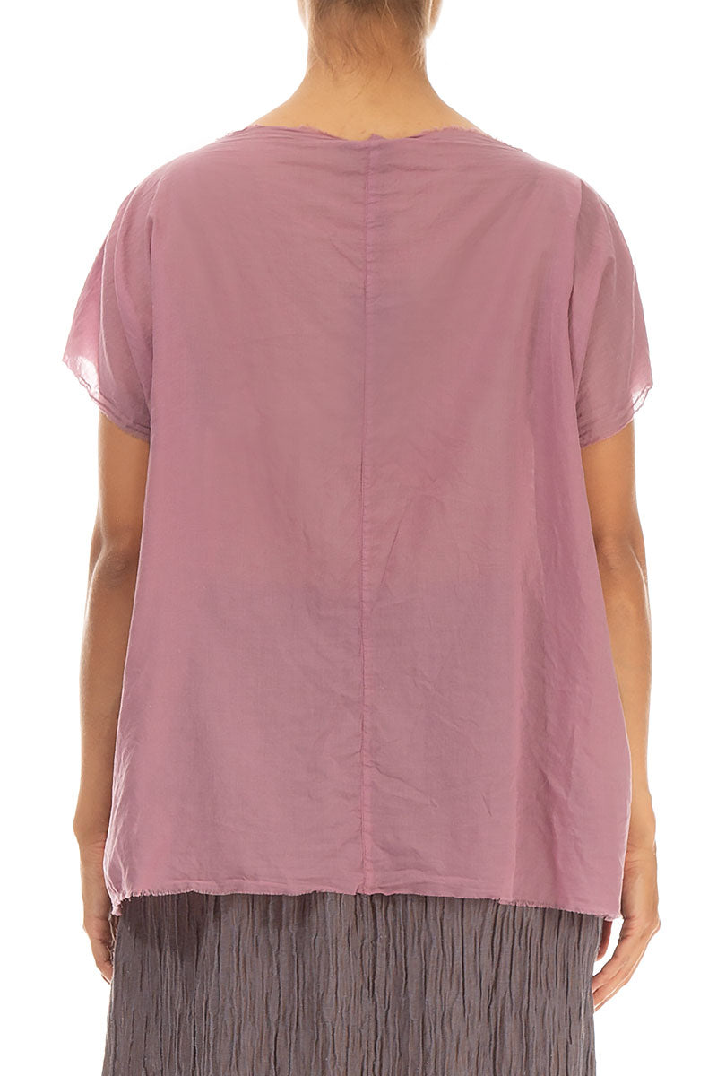 Layered Boatneck Mauve Taupe Cotton Blouse 2