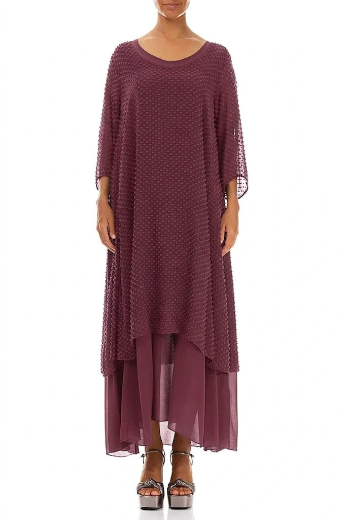 Layered Dotty Antique Ruby Silk Dress 1
