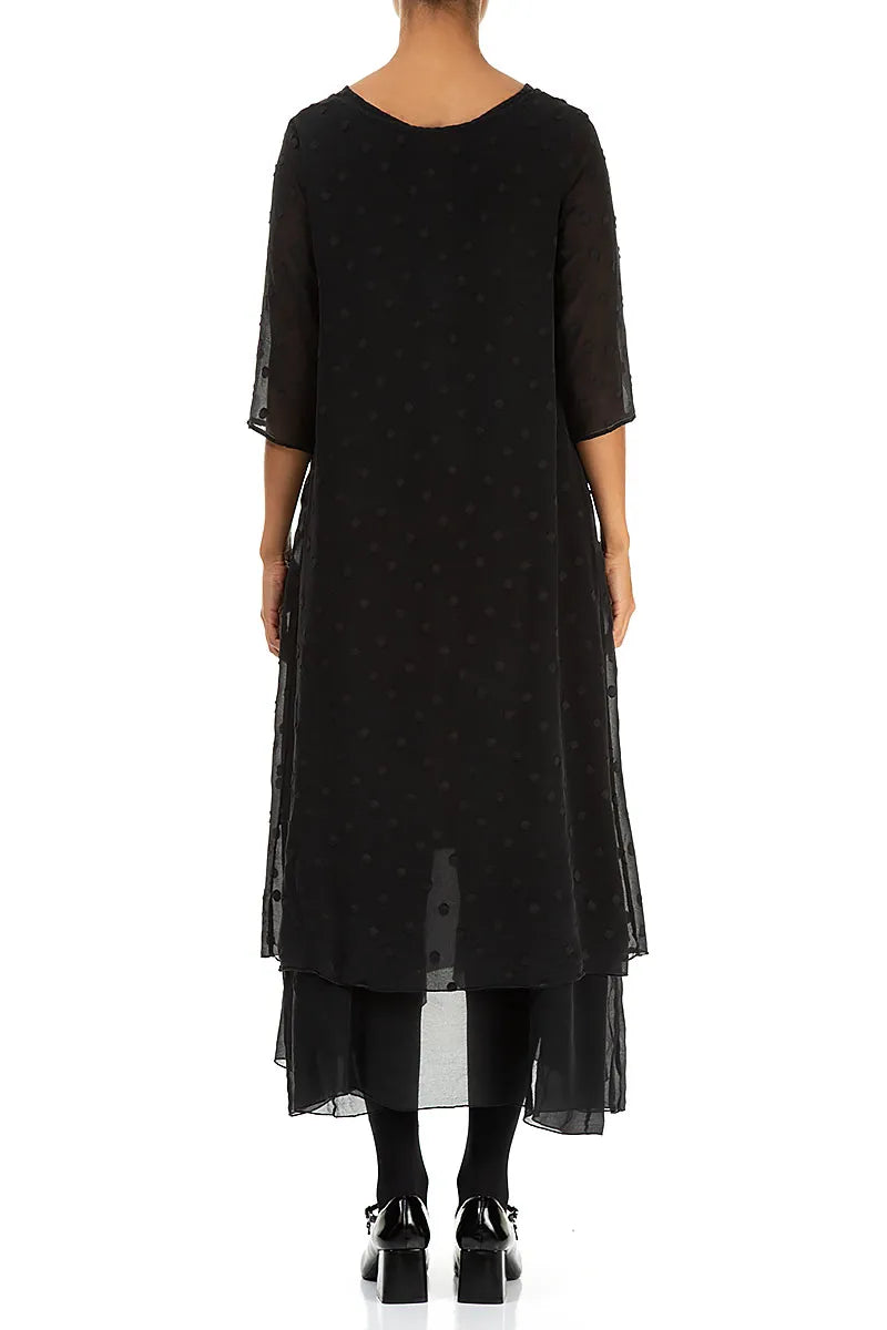 Layered Dotty Black Silk Dress 2
