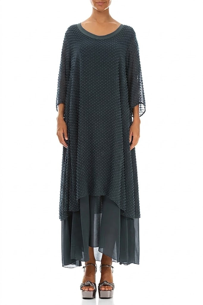 Layered Dotty Graphite Silk Dress – grizas.com