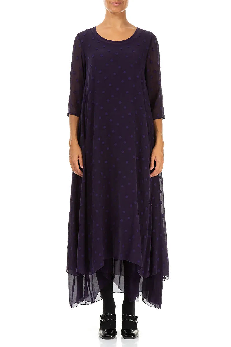 Layered Dotty Royal Purple Silk Dress 1