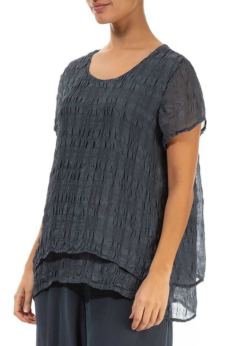 Layered Graphite Light Silk Blouse 3
