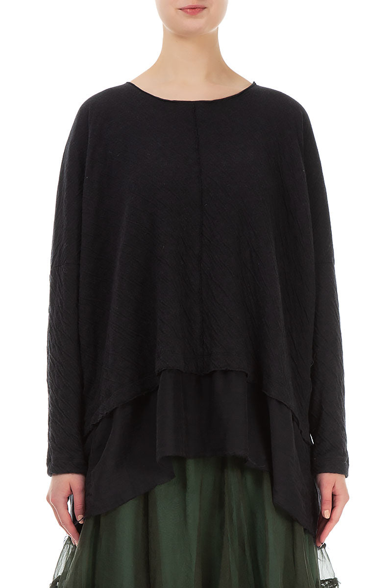 Layered Grey Wavy Cotton Tunic 1