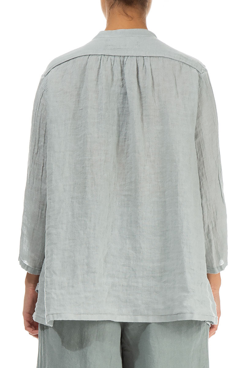 Layered Light Grey Gauze Linen Shirt