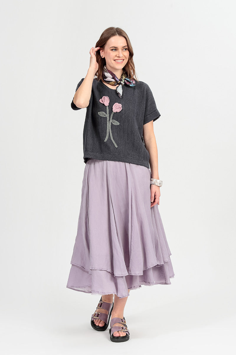 Layered Lilac Silk Cotton Skirt 5