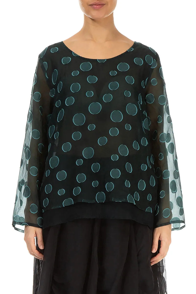 Layered Peacock Bubbles Silk Blouse 2