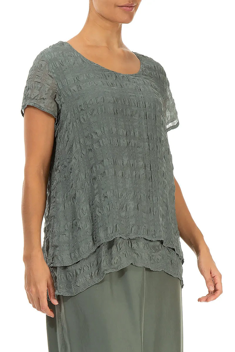 Layered Sage Light Silk Blouse 3