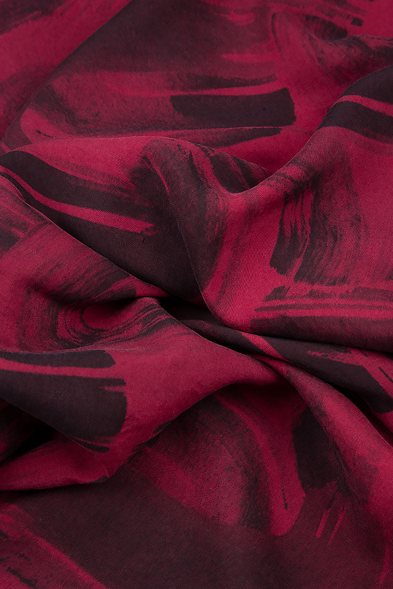 Layered Side Claret Paintwave Silk Bamboo Dress 6