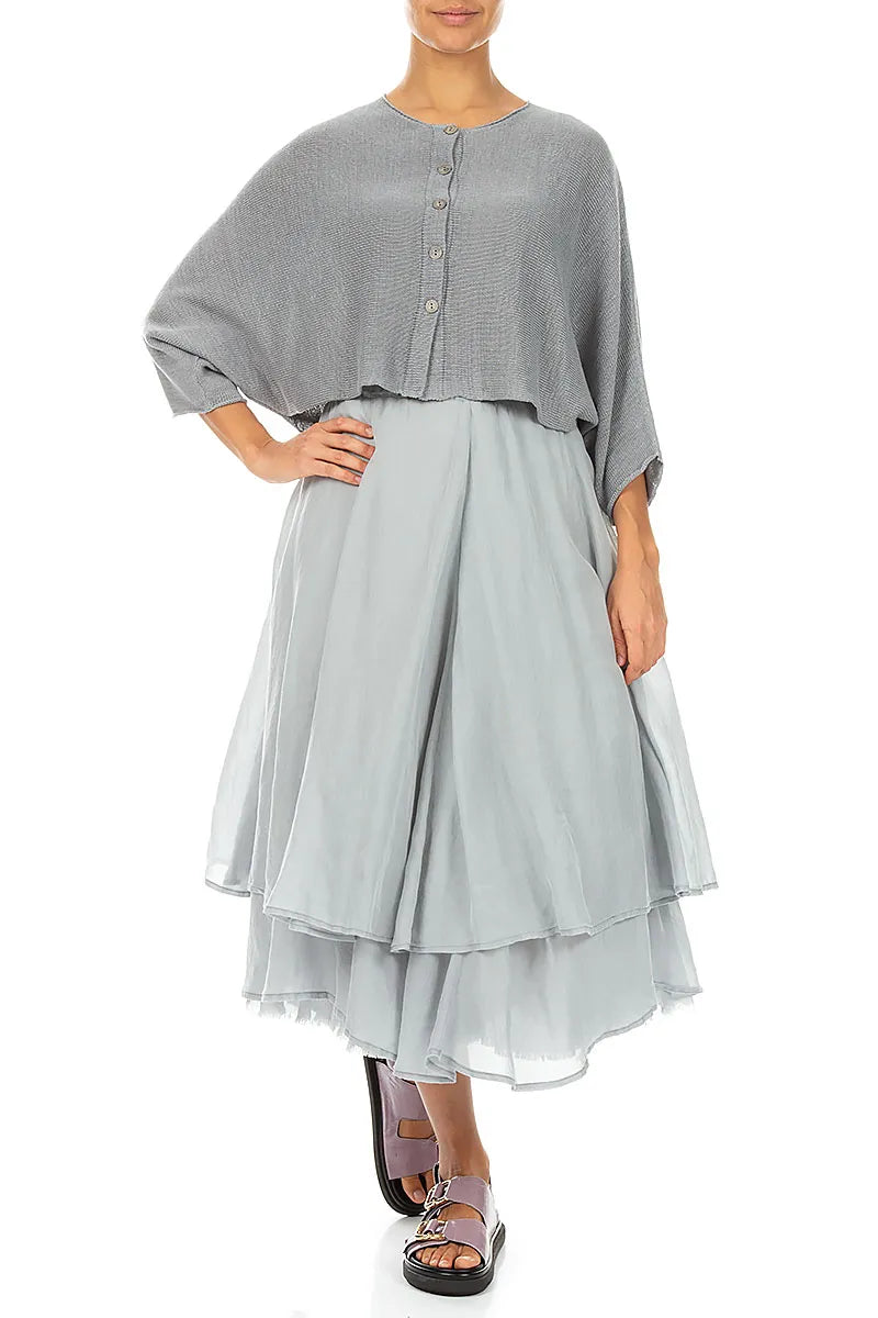 Layered Silver Grey Silk Cotton Skirt 4