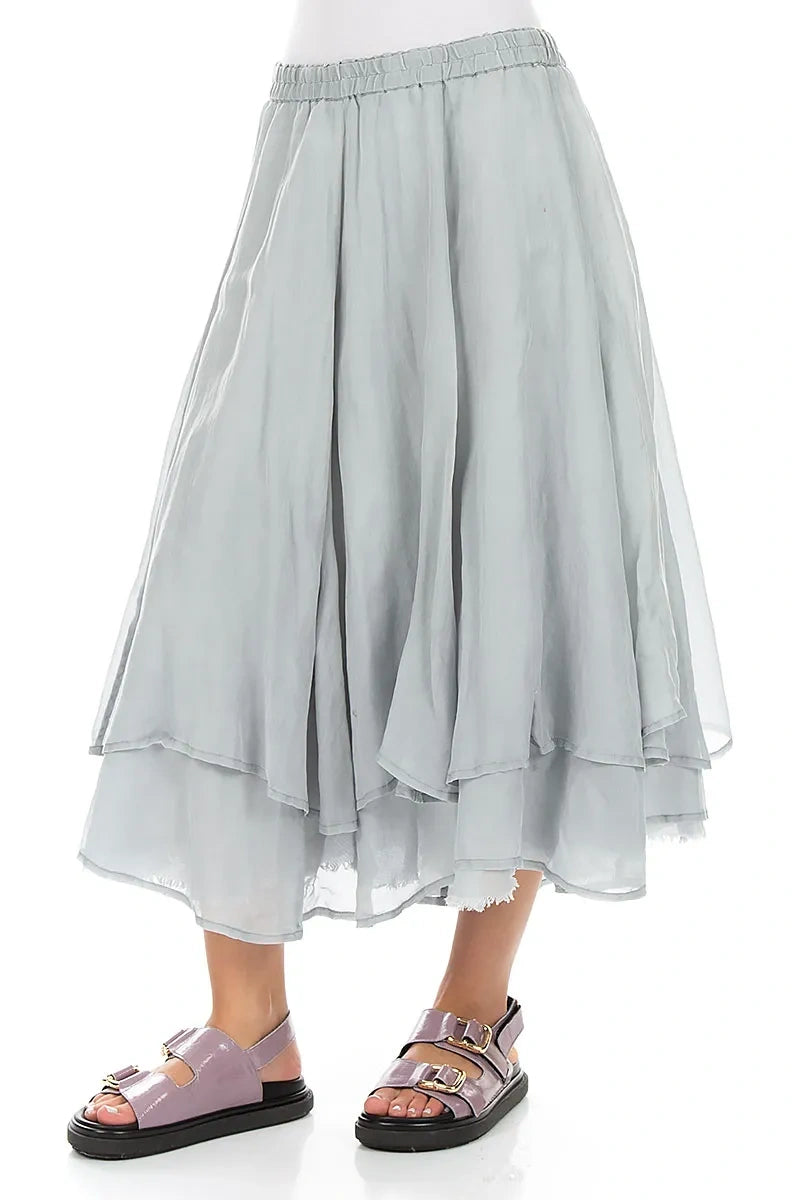 Layered Silver Grey Silk Cotton Skirt 3