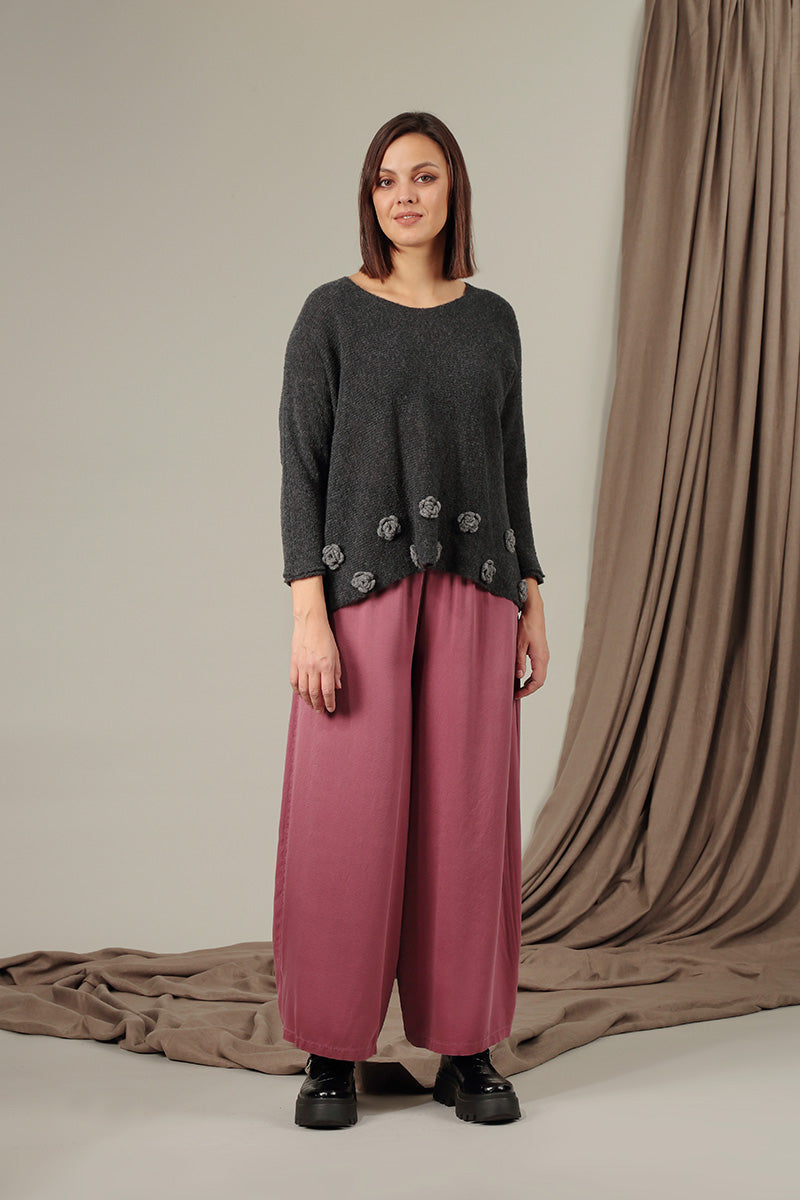 Light Flowers Dark Grey Wool Sweater 6