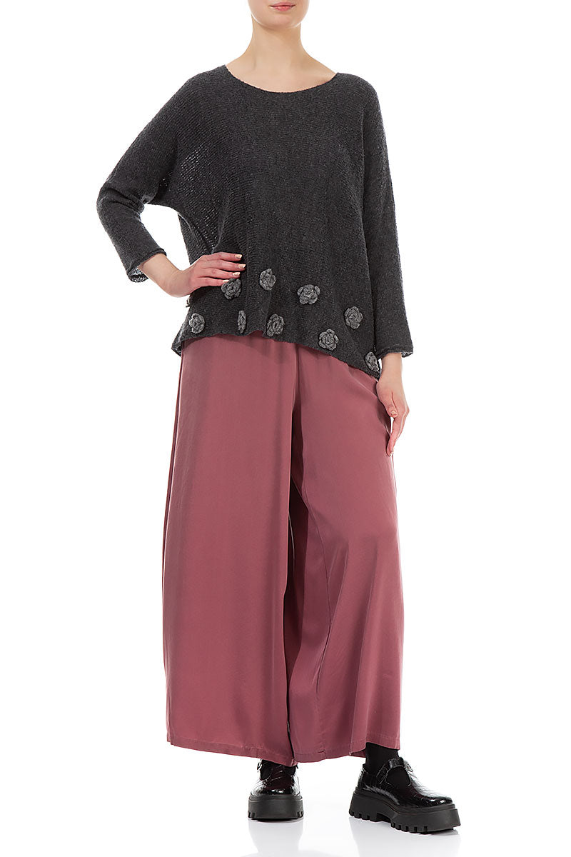 Light Flowers Dark Grey Wool Sweater 4