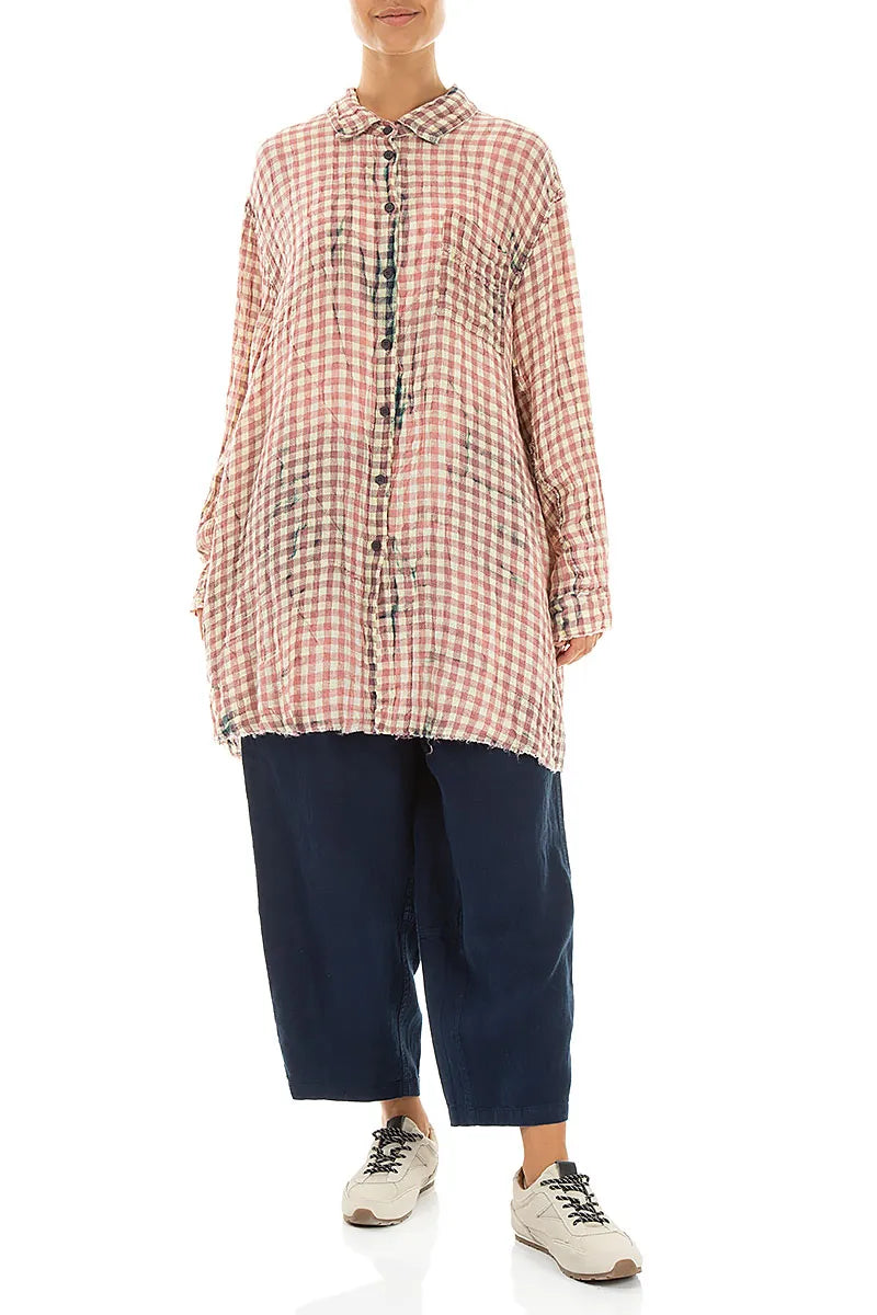 Light Watercolour Check Linen Shirt 4