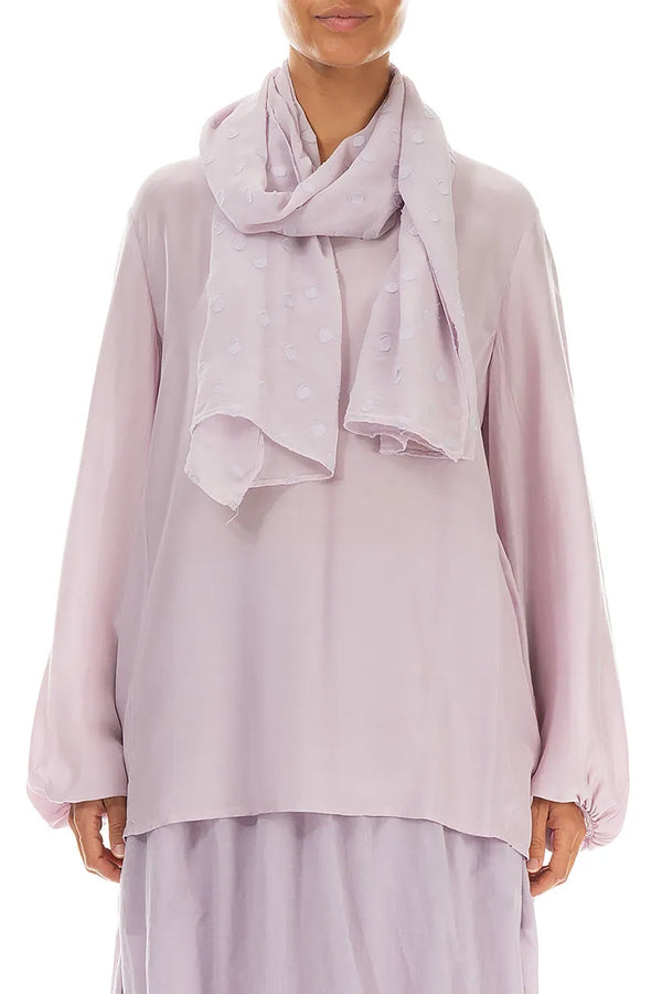 Lilac Light Dotty Silk Scarf 1