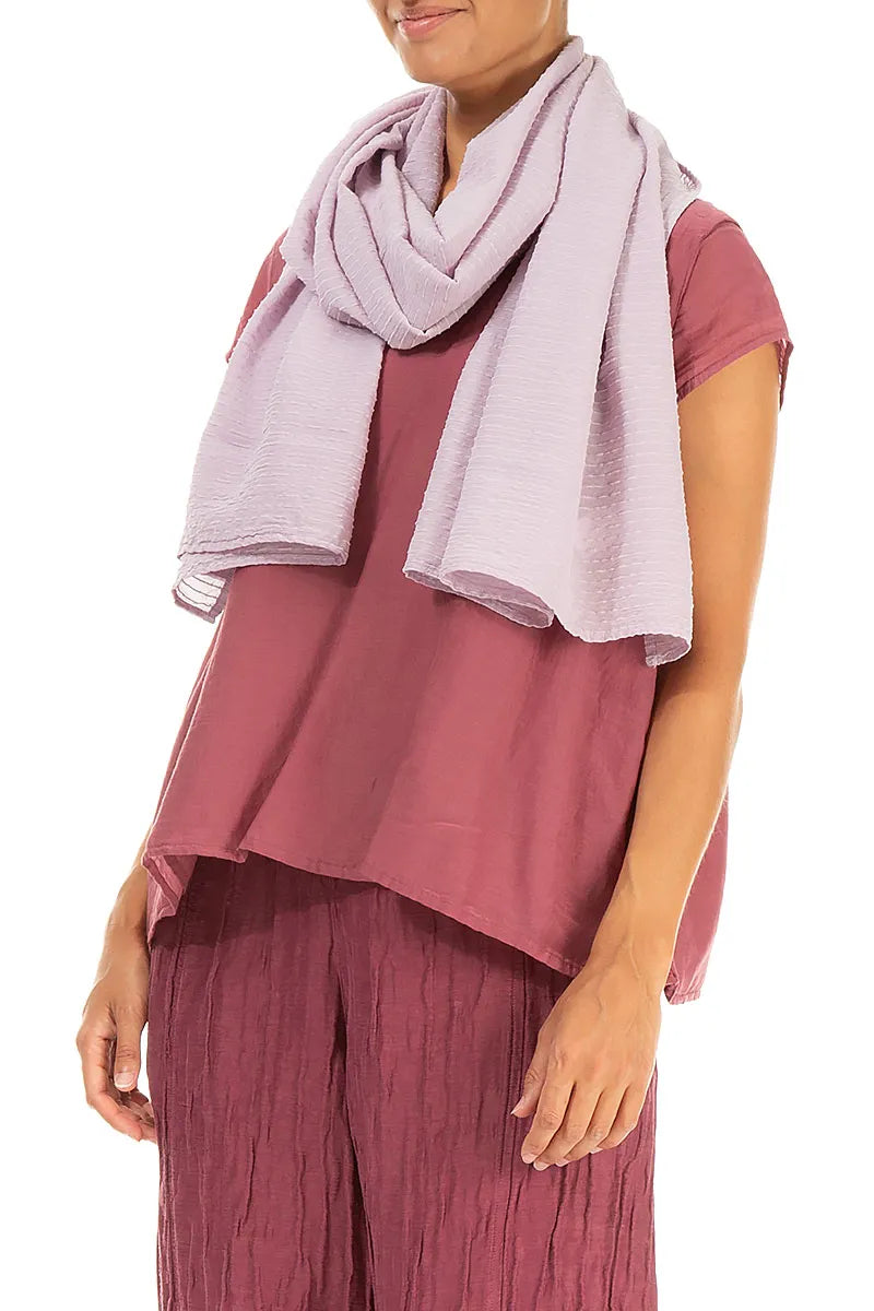 Lilac Stripy Silk Viscose Scarf 3