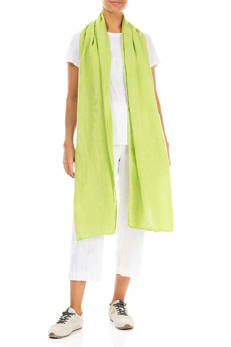 Lime Soft Gauze Linen Scarf 2