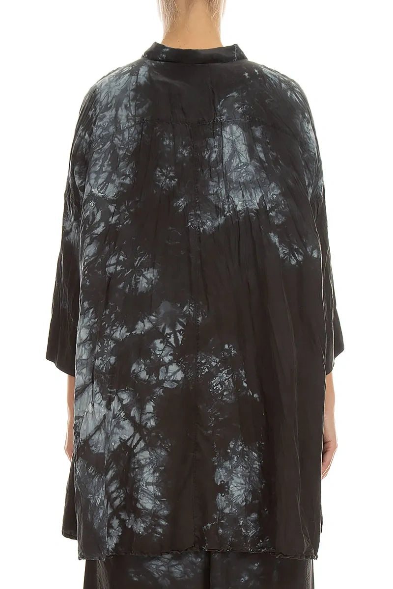 Loose Liquid Charcoal Crumpled Pure Silk Shirt 3