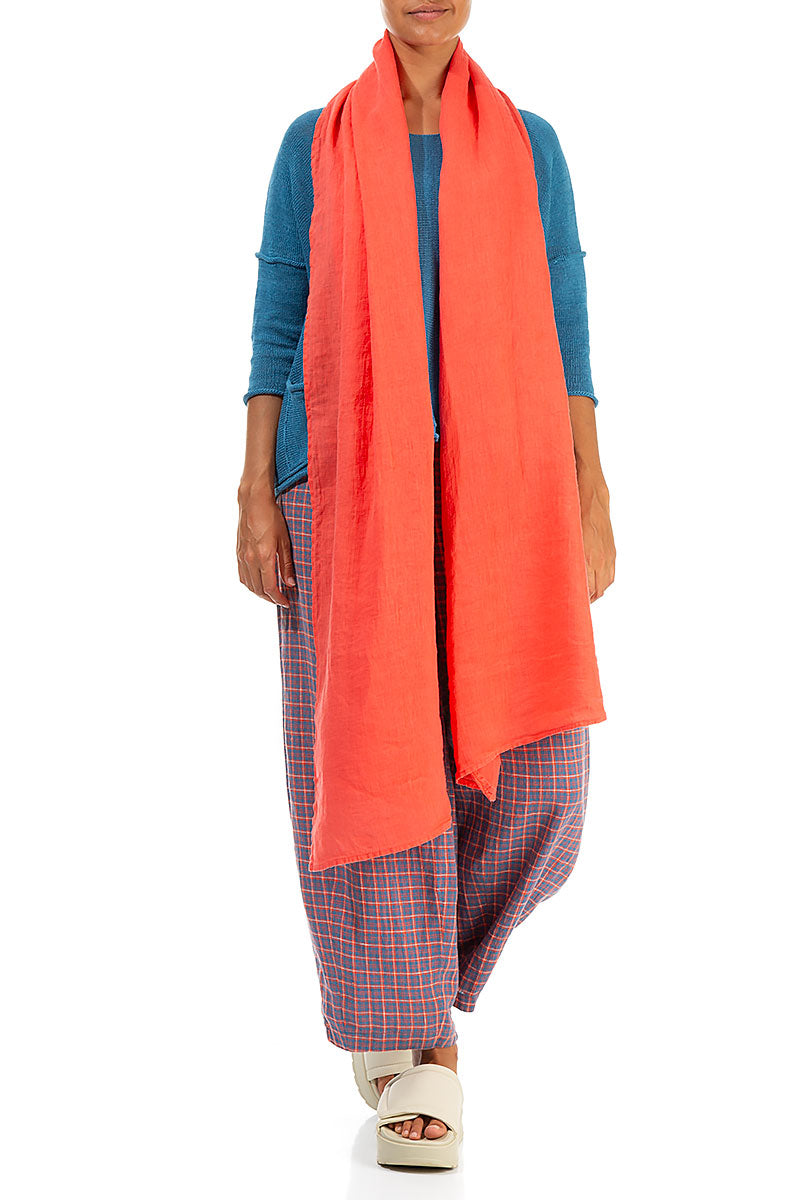 Living Coral Soft Gauze Linen Scarf 2