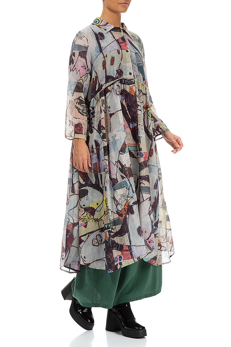 Long Artful Elements Silk Cotton Jacket 4