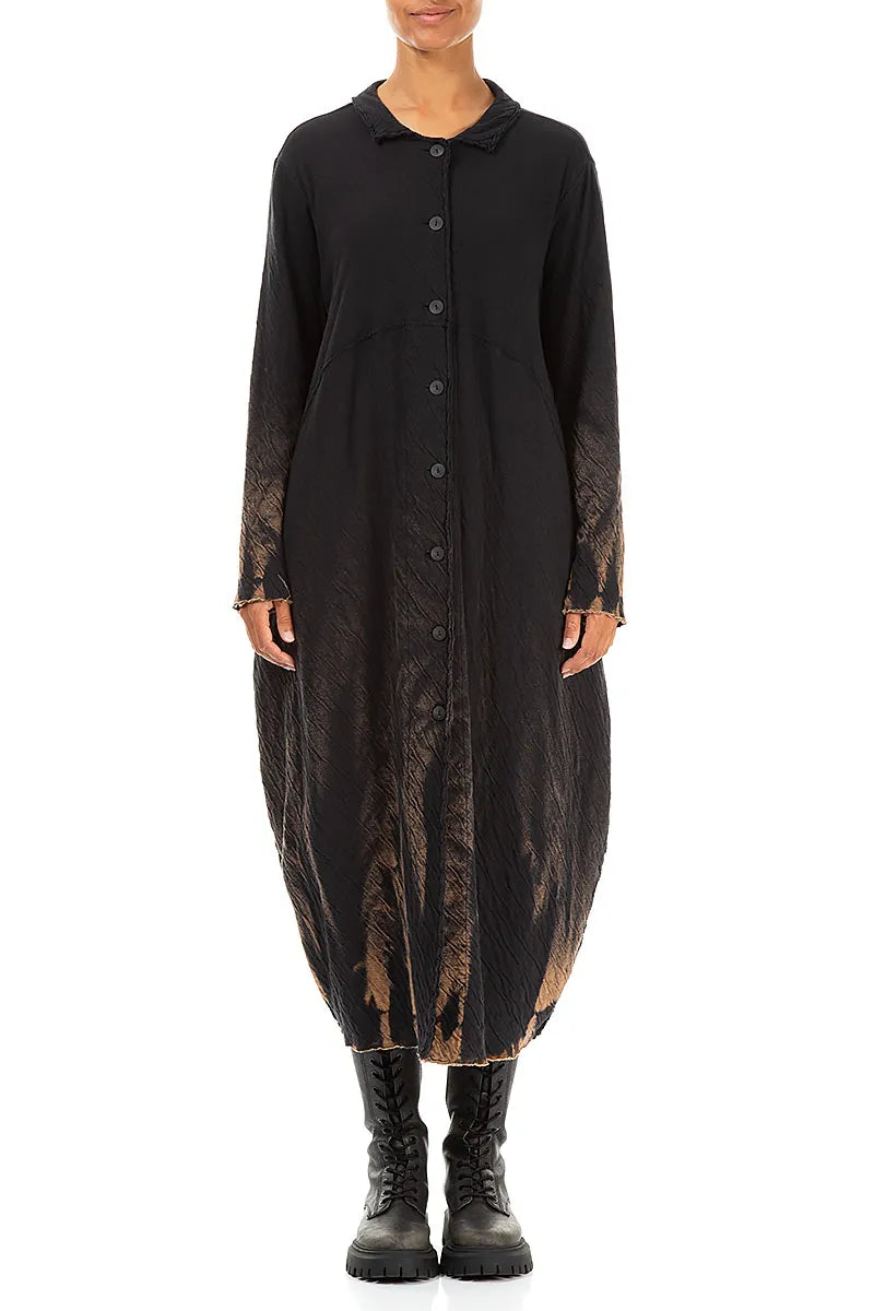 Long Balloon Tie-Dye Wavy Cotton Coat 1