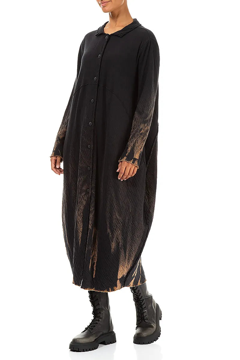 Long Balloon Tie-Dye Wavy Cotton Coat 3