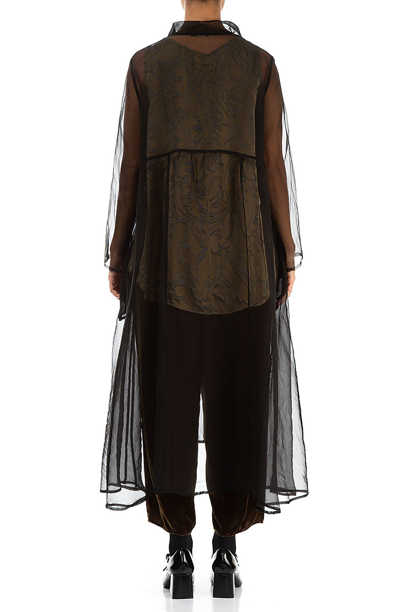 Long Black Silk Chiffon Jacket 2