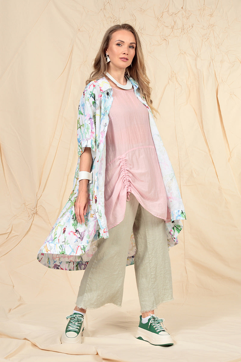 Long Colour Splash Linen Shirt 6