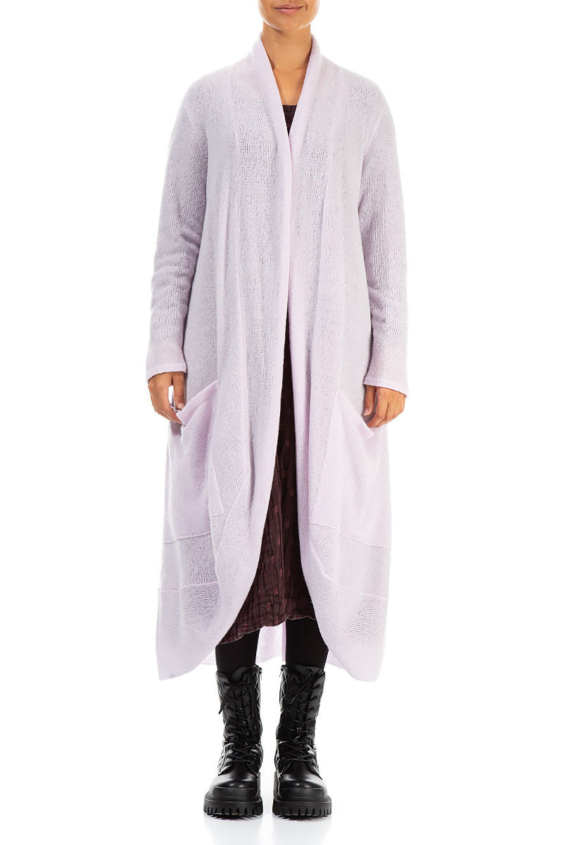 Long Open Light Pink Wool Cardigan 1