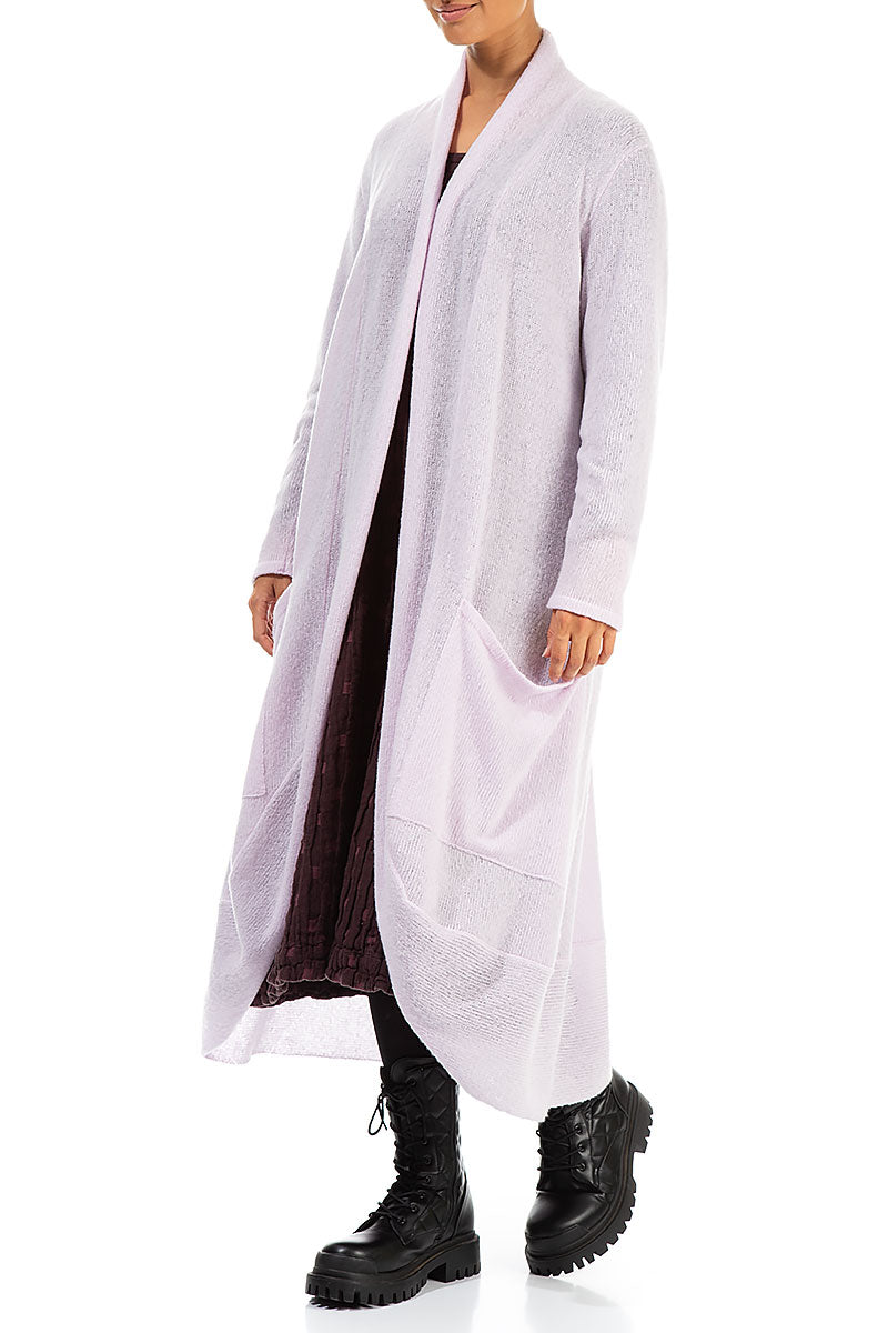 Long Open Light Pink Wool Cardigan 3
