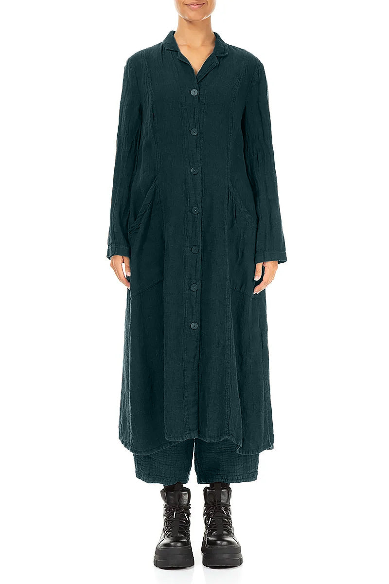 Long Peacock Mélange Linen Jacket 1