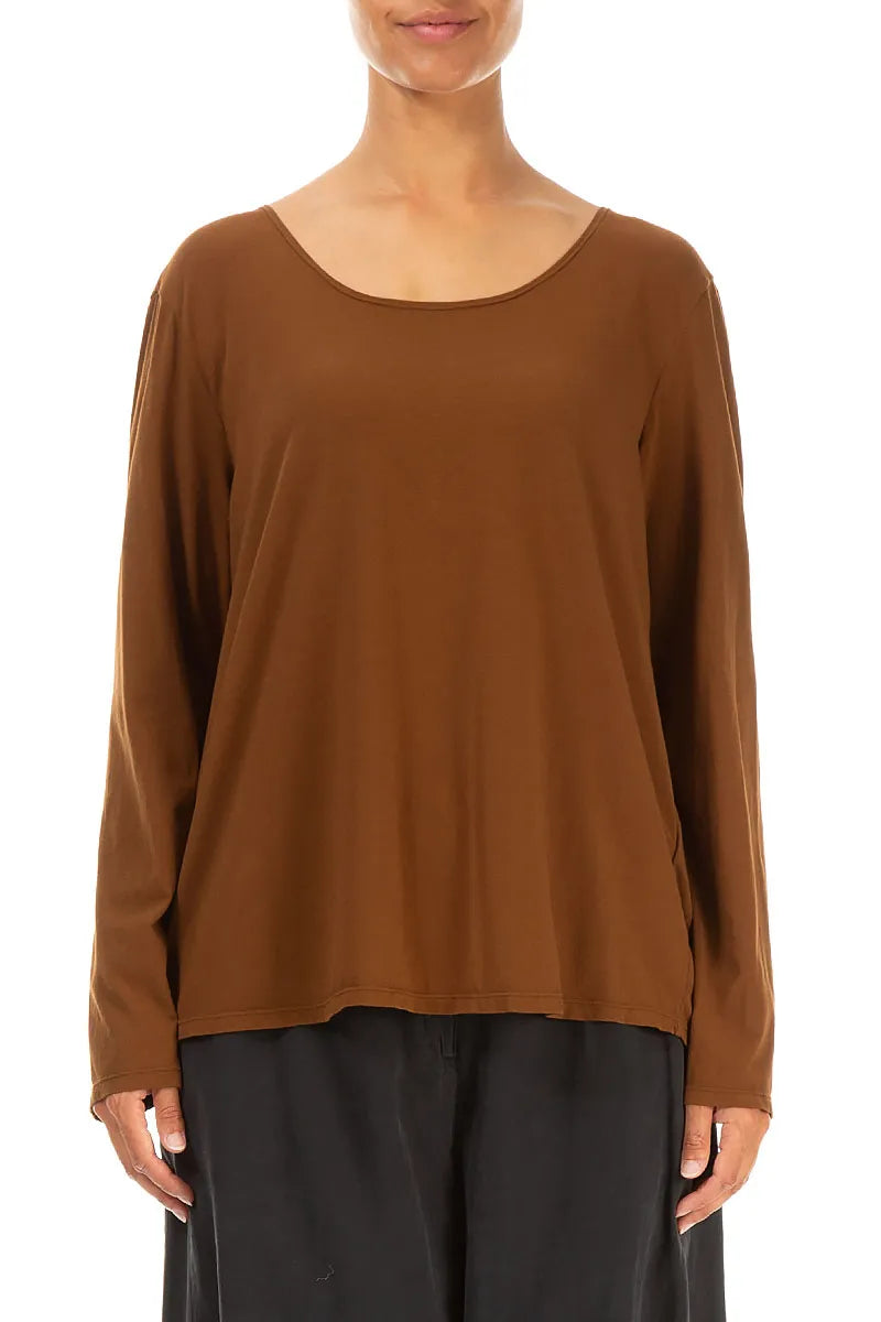 Long Sleeves Aged Copper Cotton Jersey Top 1