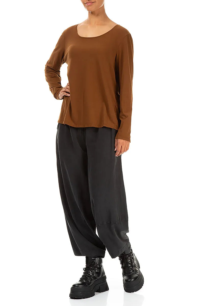 Long Sleeves Aged Copper Cotton Jersey Top 4