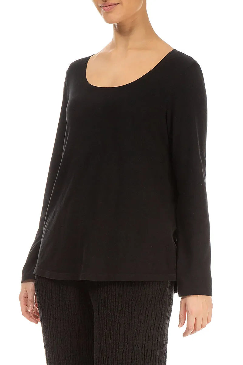Long Sleeves Black Cotton Jersey Top 3
