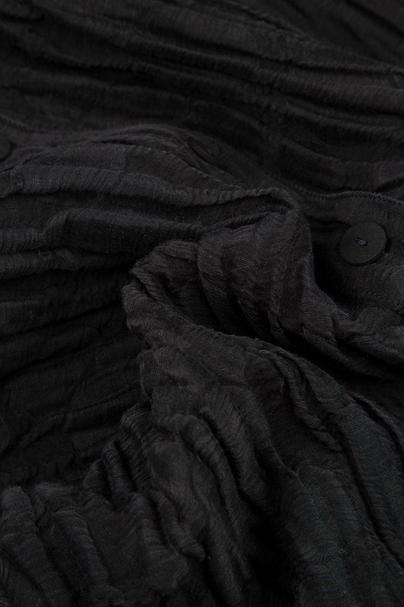 Longer Back Black Circle Silk Linen Skirt 5