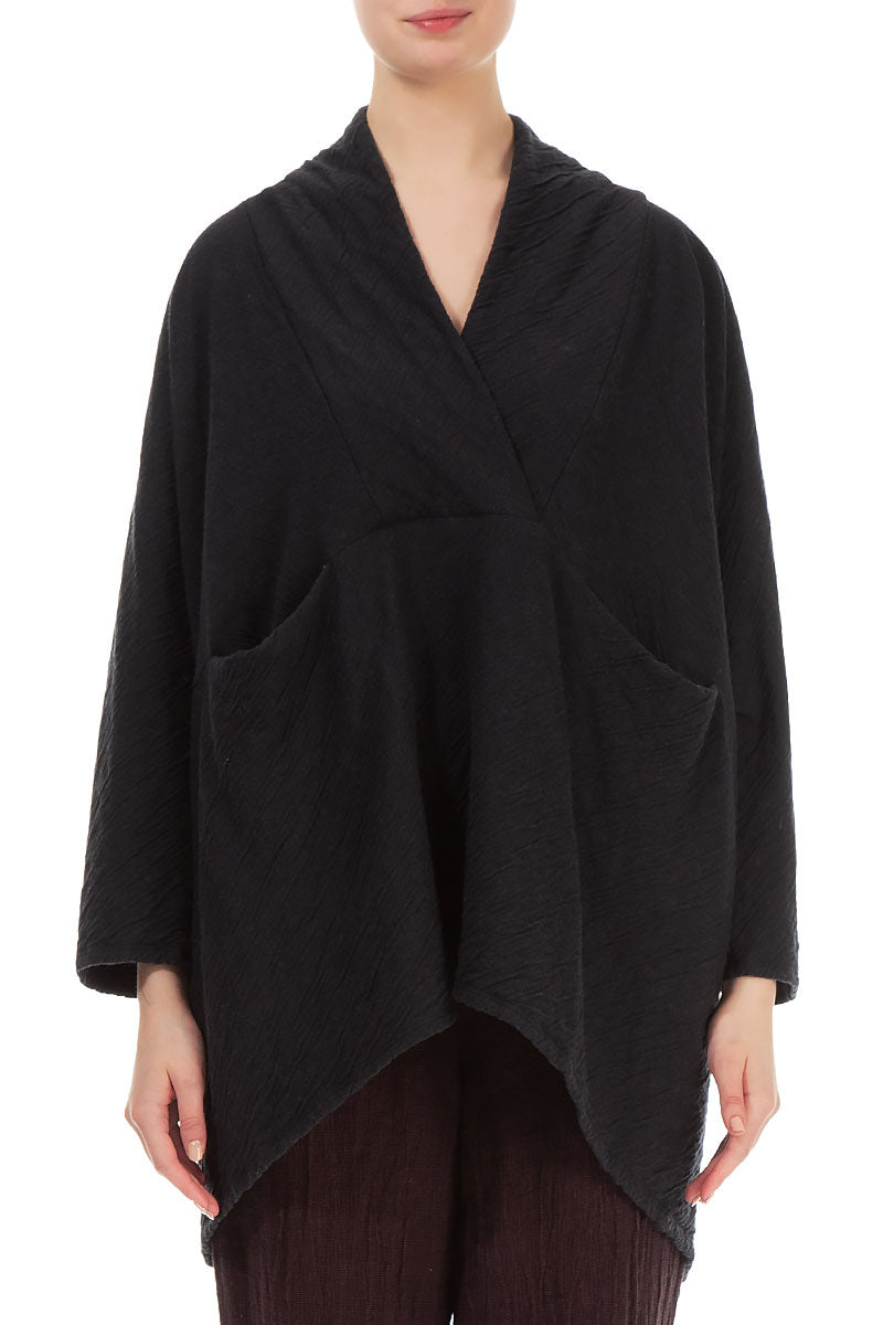 Longer Back Black Wavy Cotton Tunic 1