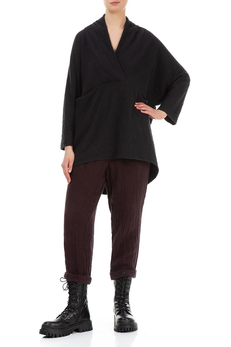 Longer Back Black Wavy Cotton Tunic 4