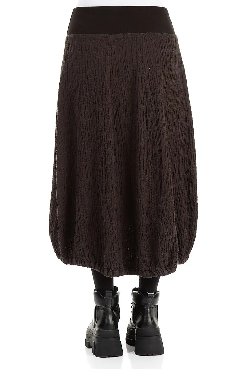 Longer Back Forest Brown Textured Linen Skirt 2