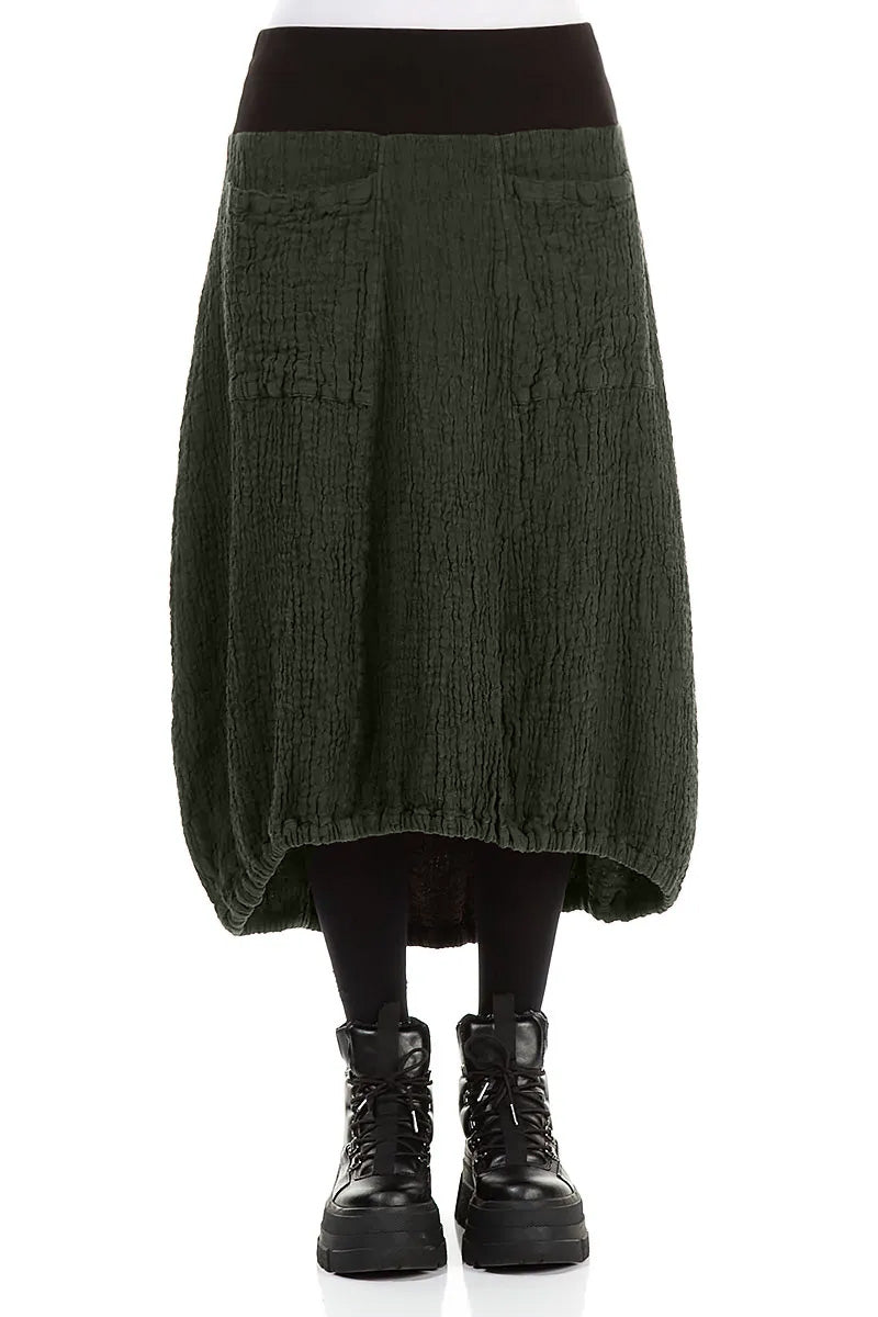 Longer Back Forest Mist Textured Linen Skirt 1