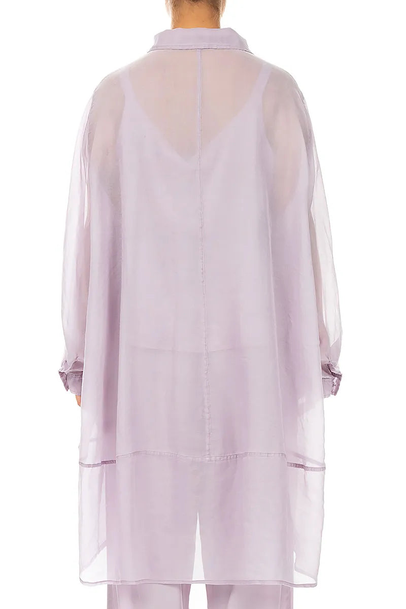 Longer Back Lilac Silk Cotton Shirt 2